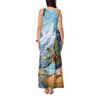 New Zealand South Island Tank Maxi Dress Te Waipounamu Aoraki Kea Bird