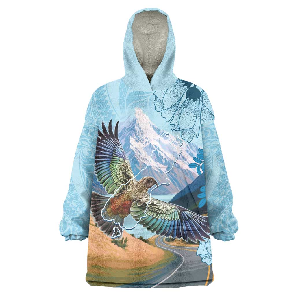 New Zealand South Island Wearable Blanket Hoodie Te Waipounamu Aoraki Kea Bird