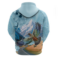 New Zealand South Island Zip Hoodie Te Waipounamu Aoraki Kea Bird