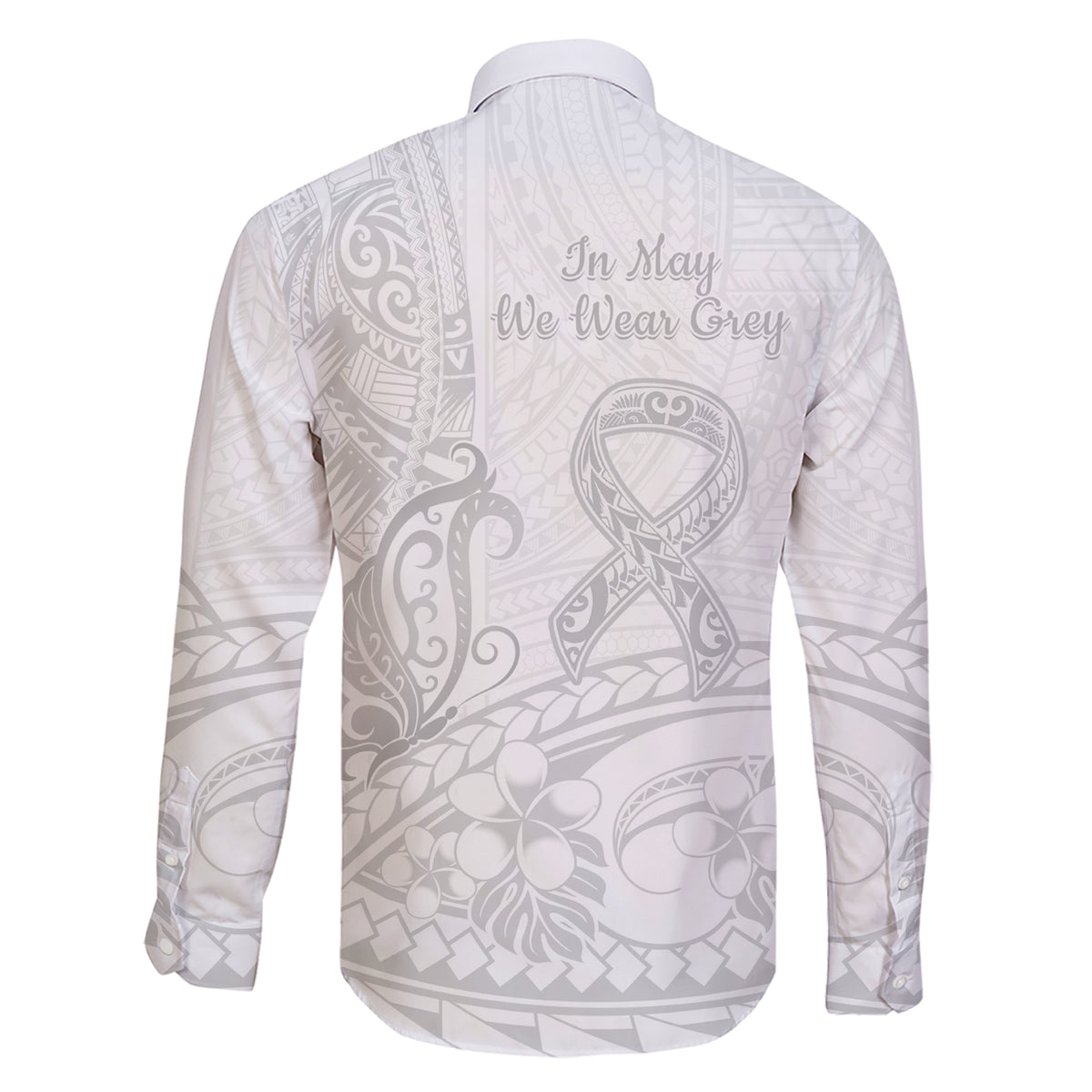 Polynesia Brain Cancer Awareness Family Matching Short Sleeve Bodycon Dress and Hawaiian Shirt In May We Wear Grey