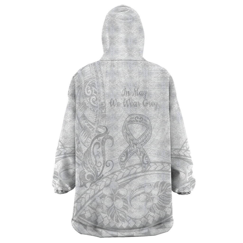 Polynesia Brain Cancer Awareness Wearable Blanket Hoodie In May We Wear Grey