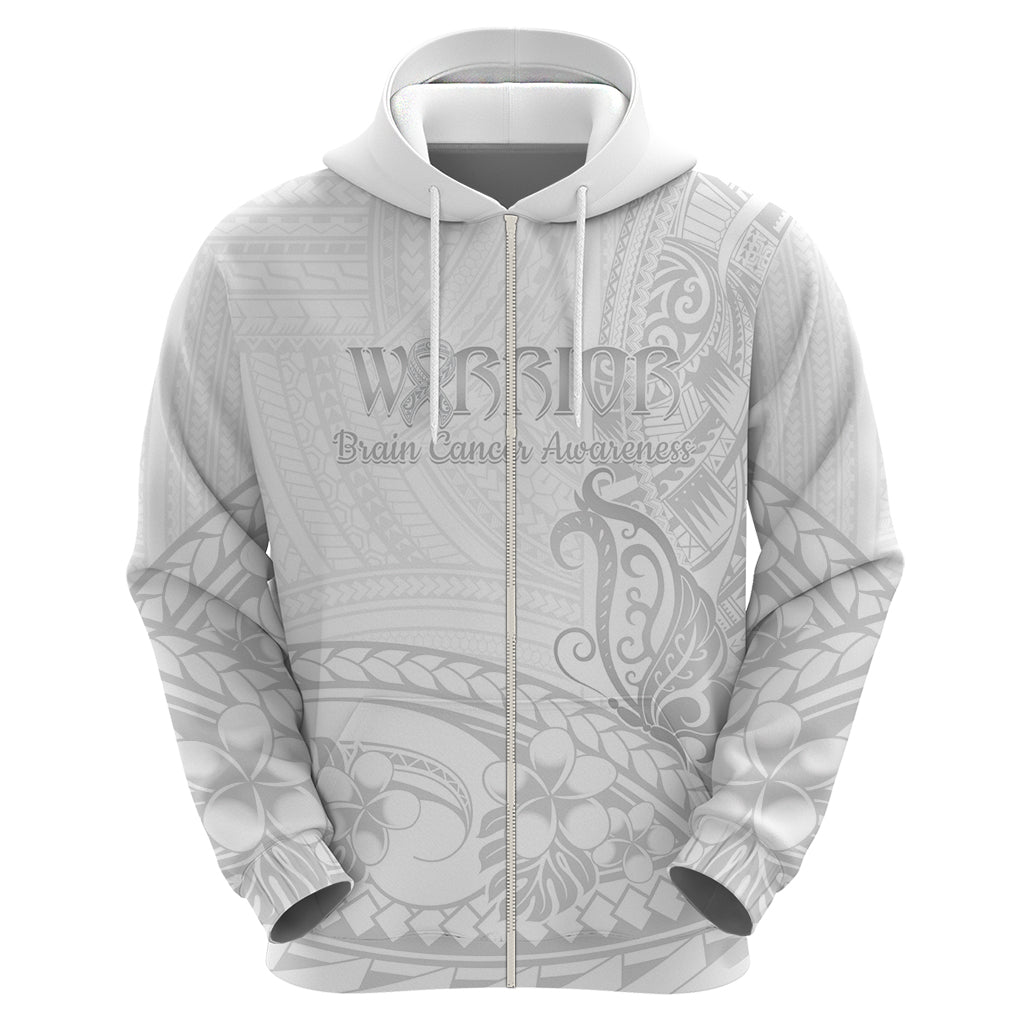 Polynesia Brain Cancer Awareness Zip Hoodie In May We Wear Grey