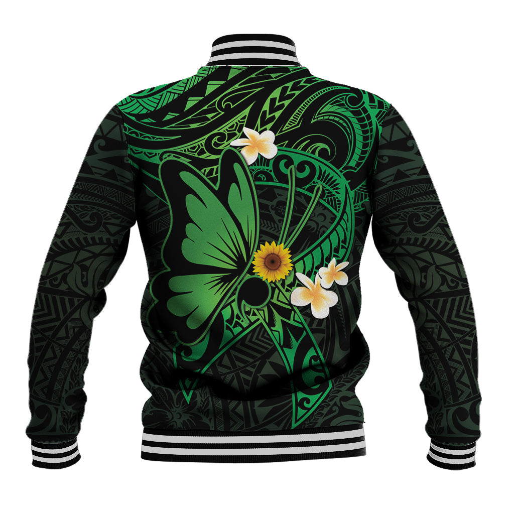 Polynesia Mental Health Awareness Baseball Jacket Green Ribbon Be Kind To Your Mind