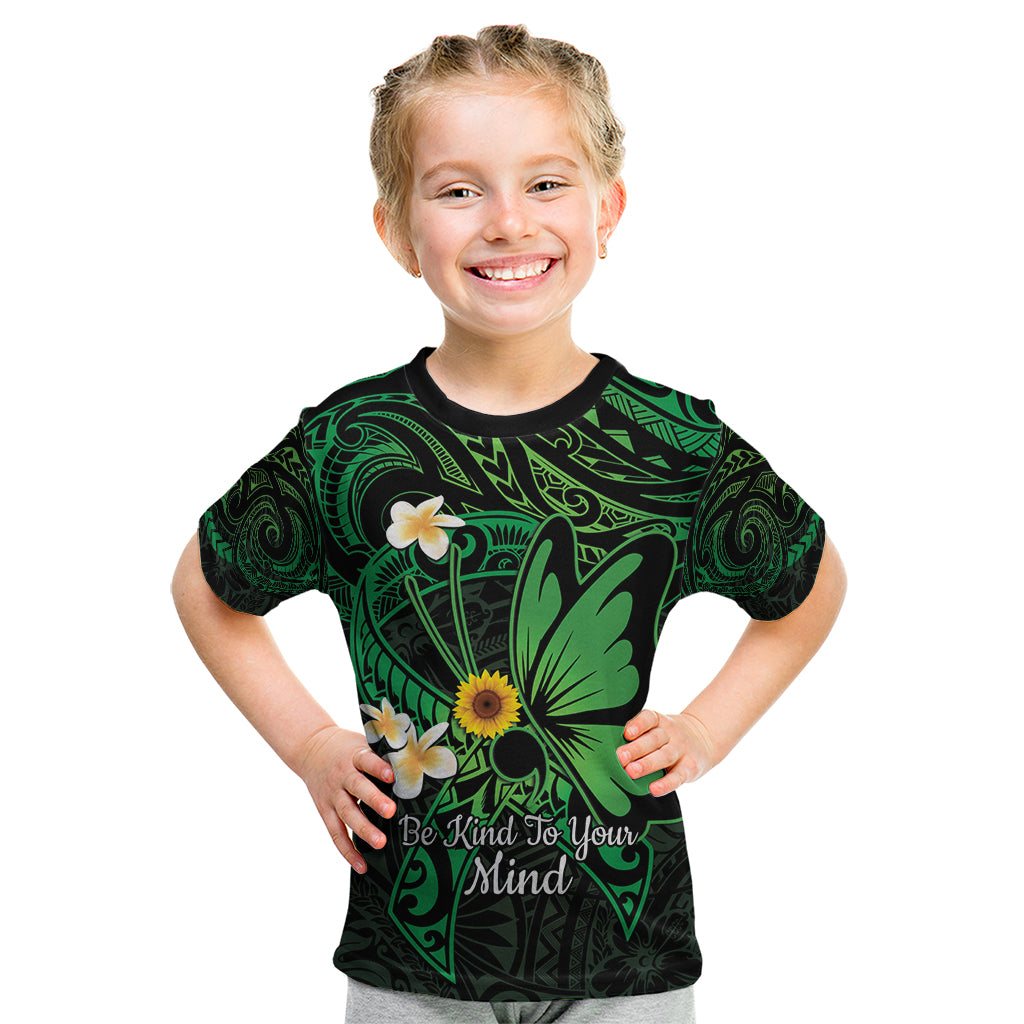 Polynesia Mental Health Awareness Kid T Shirt Green Ribbon Be Kind To Your Mind