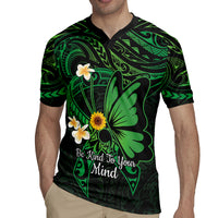 Polynesia Mental Health Awareness Rugby Jersey Green Ribbon Be Kind To Your Mind