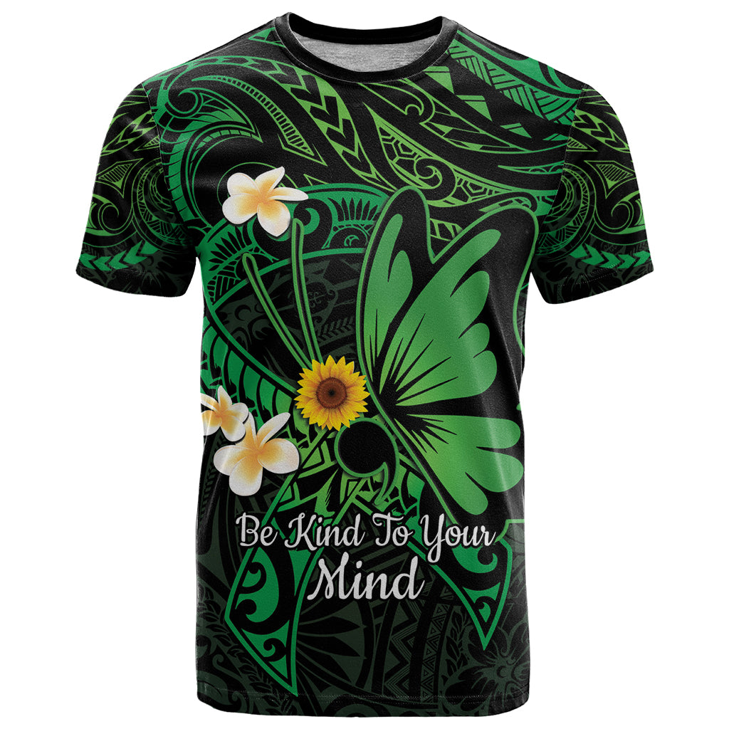 Polynesia Mental Health Awareness T Shirt Green Ribbon Be Kind To Your Mind