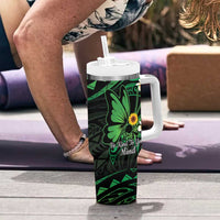 Polynesia Mental Health Awareness Tumbler With Handle Green Ribbon Be Kind To Your Mind