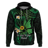 Polynesia Mental Health Awareness Zip Hoodie Green Ribbon Be Kind To Your Mind