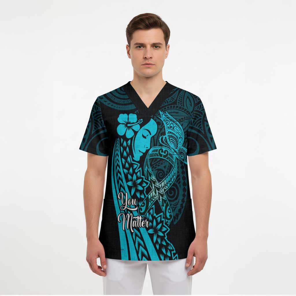 Polynesia World Ovarian Cancer Day Scrub Top You Matter Polynesian Women - Polynesian Pride