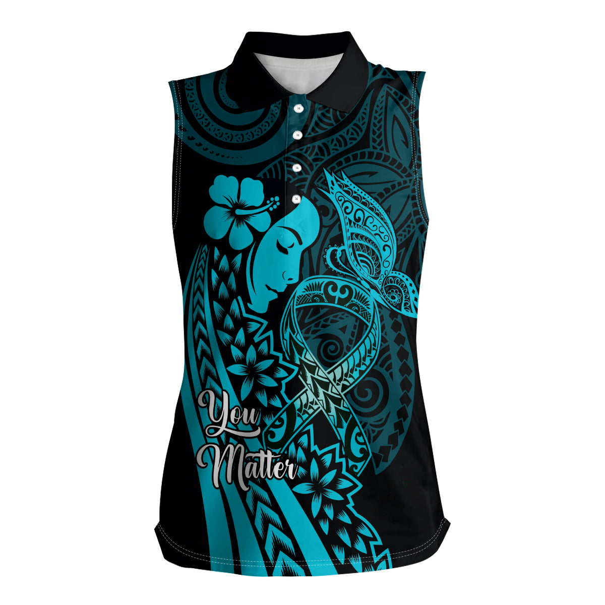 Polynesia World Ovarian Cancer Day Women Sleeveless Polo Shirt You Matter Polynesian Women