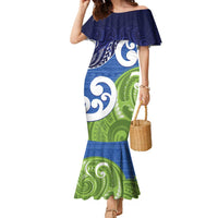 Southland New Zealand Family Matching Mermaid Dress and Hawaiian Shirt Maori Koru Flag Color
