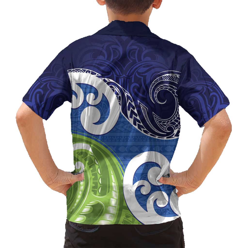 Southland New Zealand Family Matching Puletasi and Hawaiian Shirt Maori Koru Flag Color