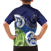 Southland New Zealand Family Matching Puletasi and Hawaiian Shirt Maori Koru Flag Color