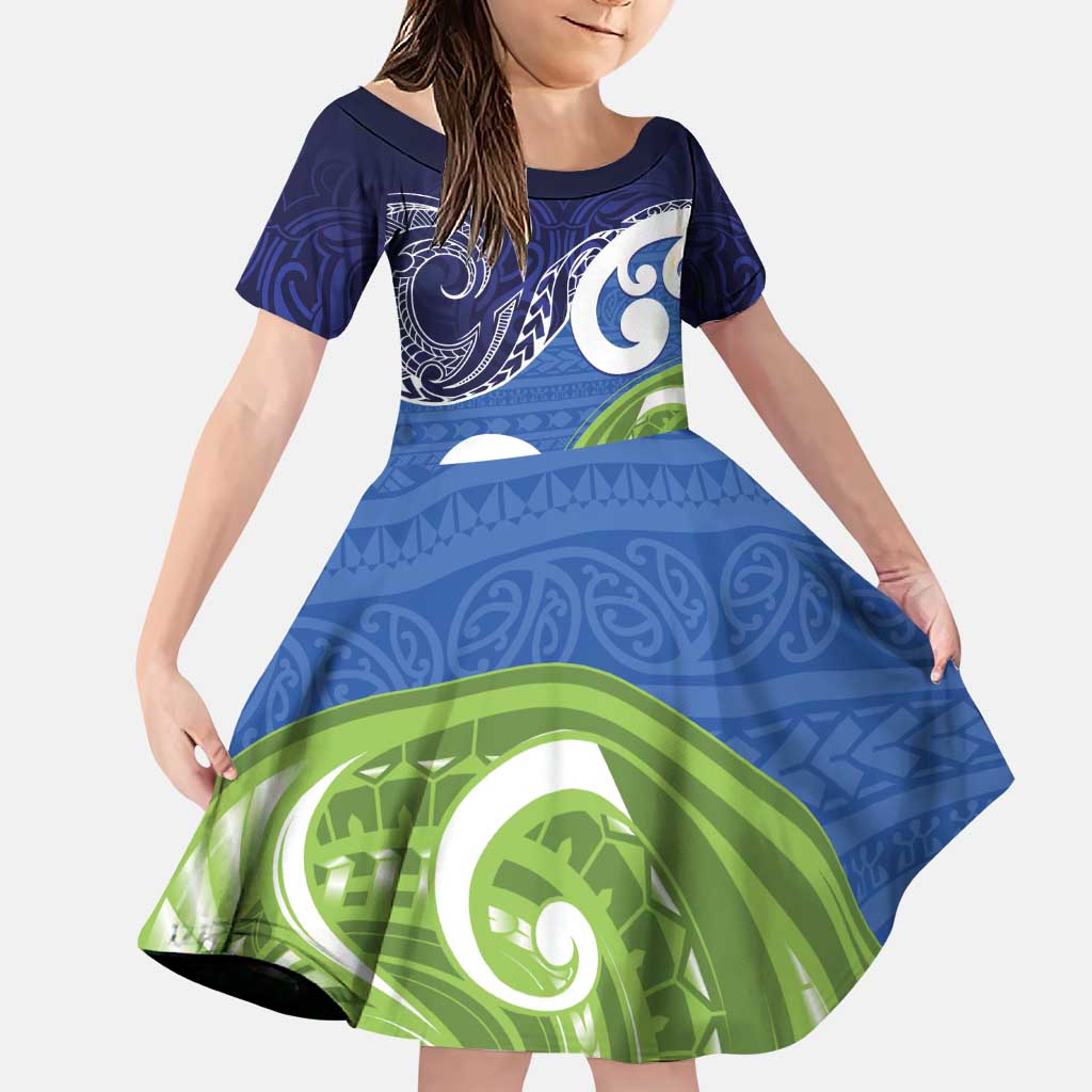 Southland New Zealand Family Matching Puletasi and Hawaiian Shirt Maori Koru Flag Color
