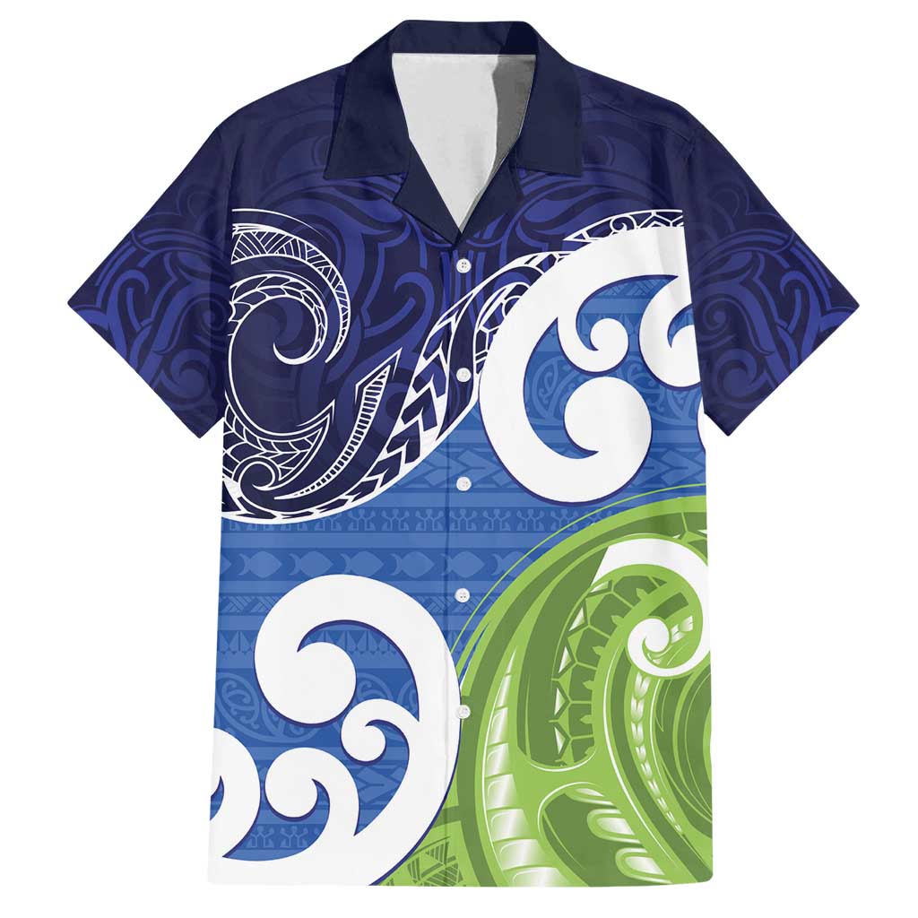 Southland New Zealand Family Matching Puletasi and Hawaiian Shirt Maori Koru Flag Color