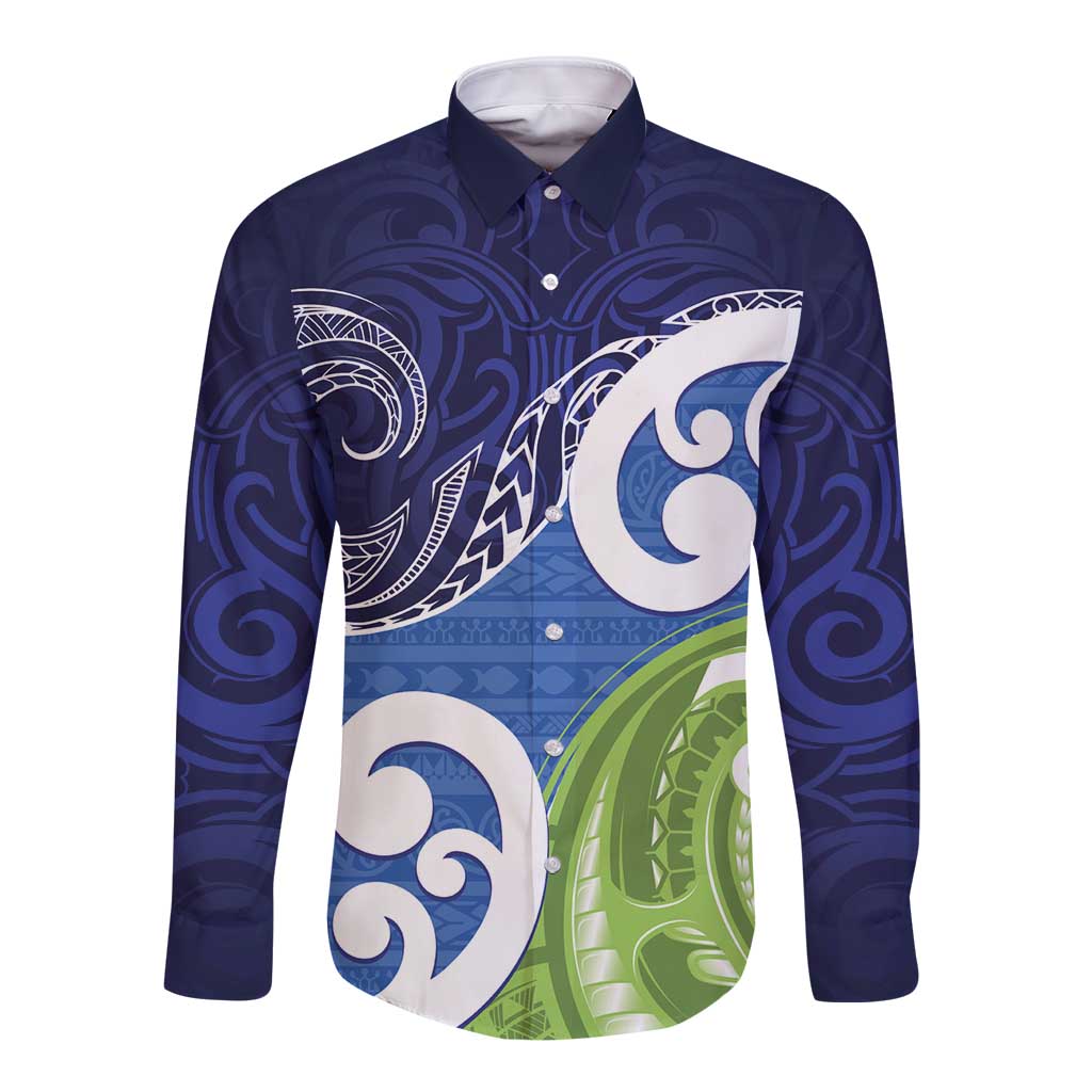 Southland New Zealand Long Sleeve Button Shirt Maori Koru Flag Color