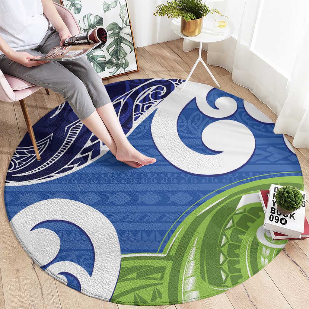 Southland New Zealand Round Carpet Maori Koru Flag Color