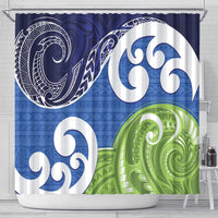 Southland New Zealand Shower Curtain Maori Koru Flag Color