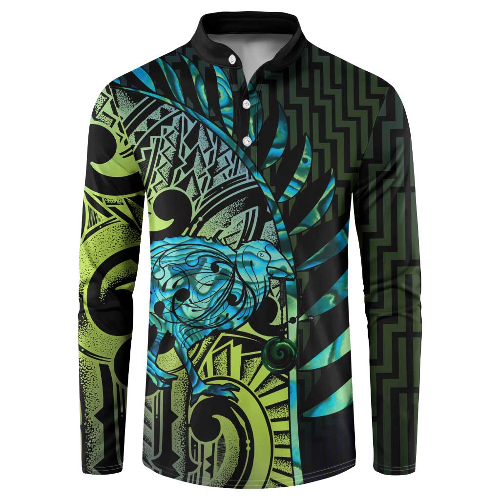 Southland Takehe Pounama Button Sweatshirt Aotearoa Poutama Paua Shell Fern