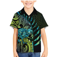 Southland Takehe Pounama Family Matching Mermaid Dress and Hawaiian Shirt Aotearoa Poutama Paua Shell Fern