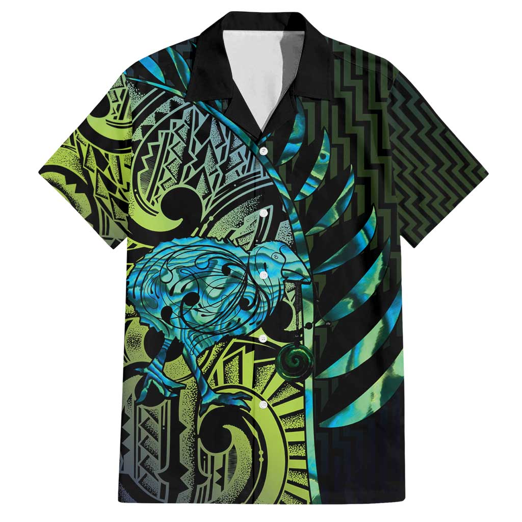 Southland Takehe Pounama Family Matching Off Shoulder Maxi Dress and Hawaiian Shirt Aotearoa Poutama Paua Shell Fern