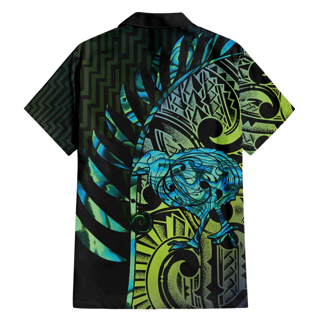 Southland Takehe Pounama Family Matching Short Sleeve Bodycon Dress and Hawaiian Shirt Aotearoa Poutama Paua Shell Fern