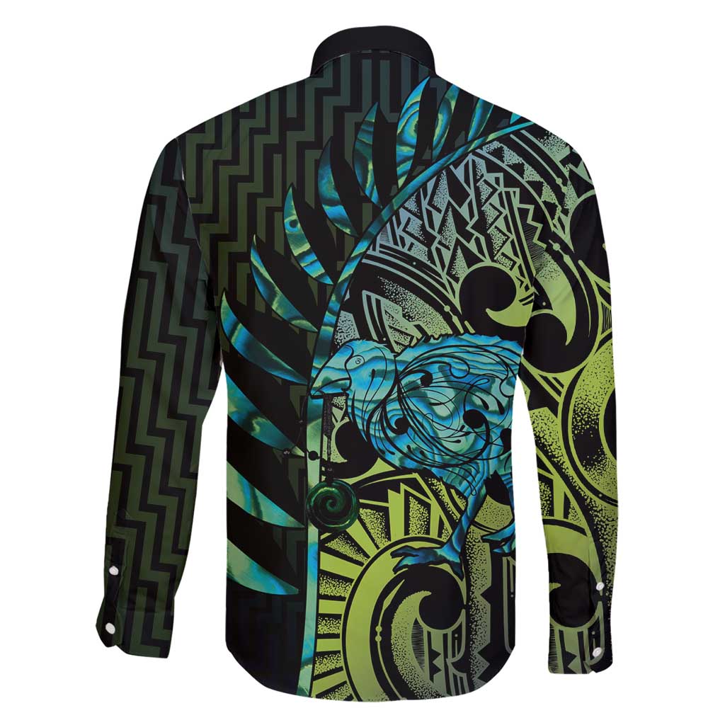 Southland Takehe Pounama Family Matching Short Sleeve Bodycon Dress and Hawaiian Shirt Aotearoa Poutama Paua Shell Fern