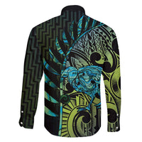 Southland Takehe Pounama Family Matching Short Sleeve Bodycon Dress and Hawaiian Shirt Aotearoa Poutama Paua Shell Fern