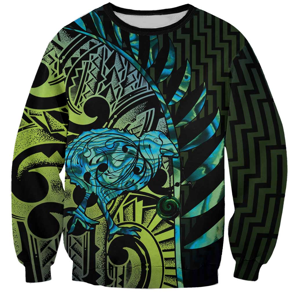 Southland Takehe Pounama Sweatshirt Aotearoa Poutama Paua Shell Fern LT14 Unisex Black - Polynesian Pride