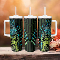 Southland Takehe Pounama Tumbler With Handle Aotearoa Poutama Paua Shell Fern