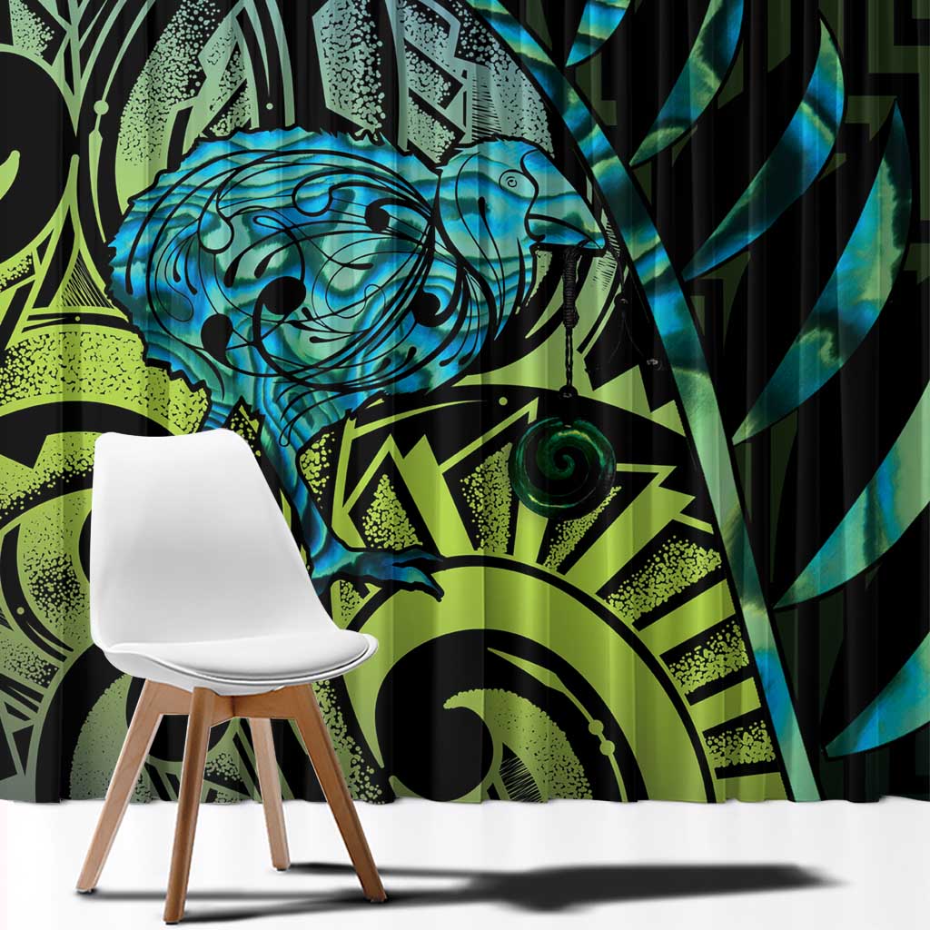 Southland Takehe Pounama Window Curtain Aotearoa Poutama Paua Shell Fern