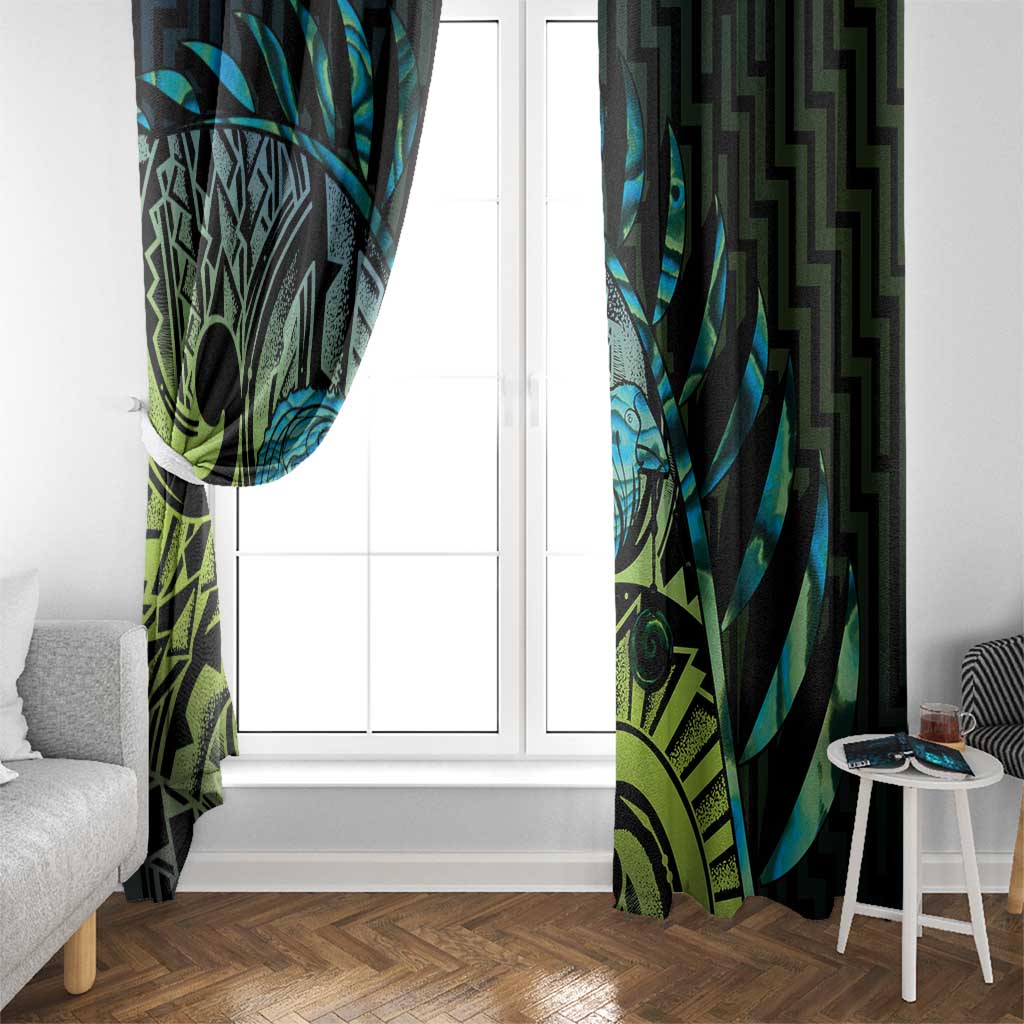 Southland Takehe Pounama Window Curtain Aotearoa Poutama Paua Shell Fern