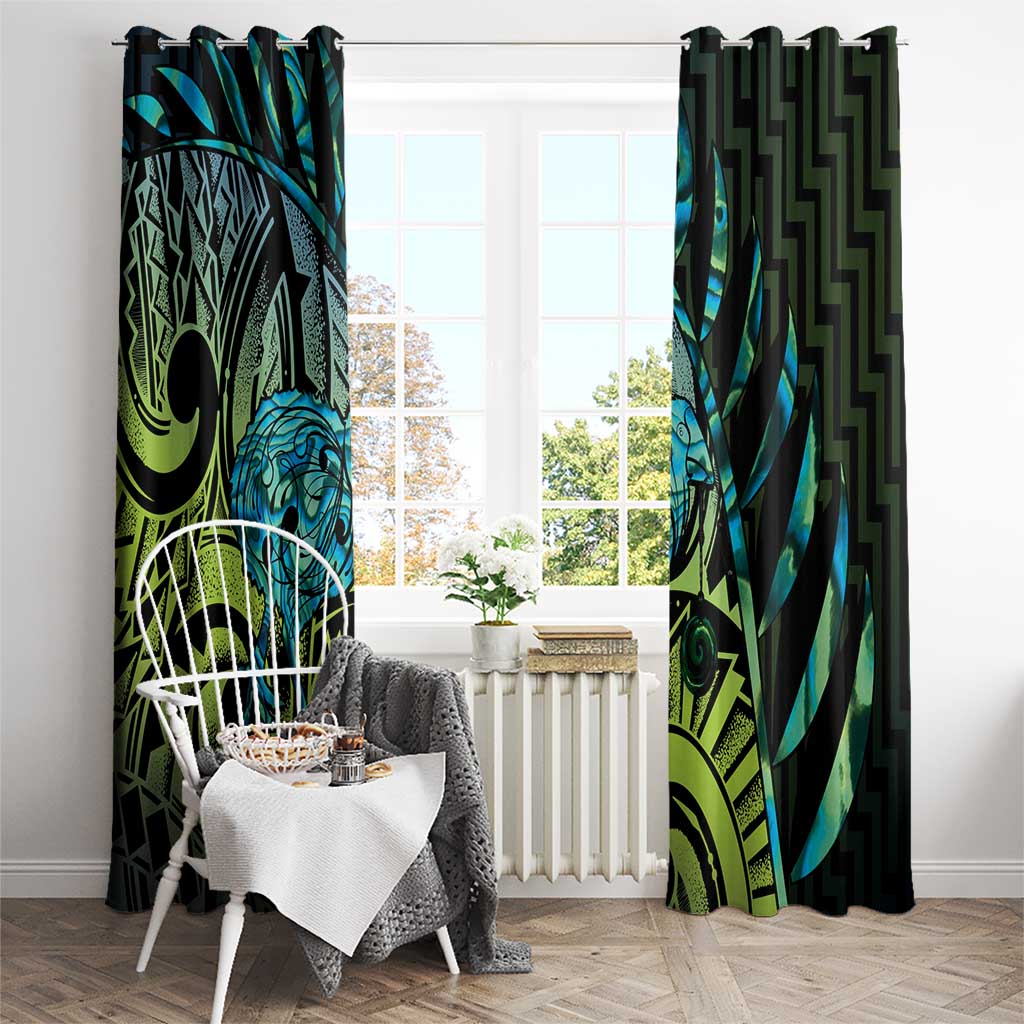 Southland Takehe Pounama Window Curtain Aotearoa Poutama Paua Shell Fern