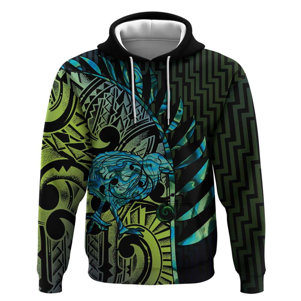 Southland Takehe Pounama Zip Hoodie Aotearoa Poutama Paua Shell Fern
