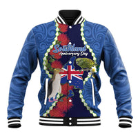 Southland Anniversary Day Baseball Jacket Murihiku 1861 Maori Bird Mix Pohutukawa