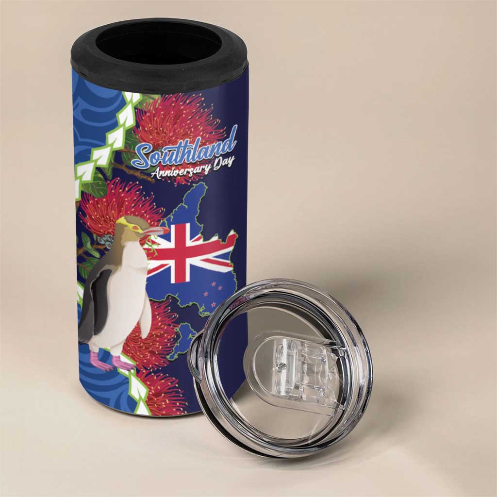 Southland Anniversary Day 4 in 1 Can Cooler Tumbler Murihiku 1861 Maori Bird Mix Pohutukawa