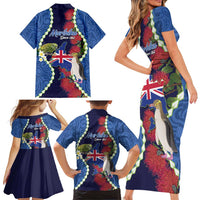 Southland Anniversary Day Family Matching Short Sleeve Bodycon Dress and Hawaiian Shirt Murihiku 1861 Maori Bird Mix Pohutukawa