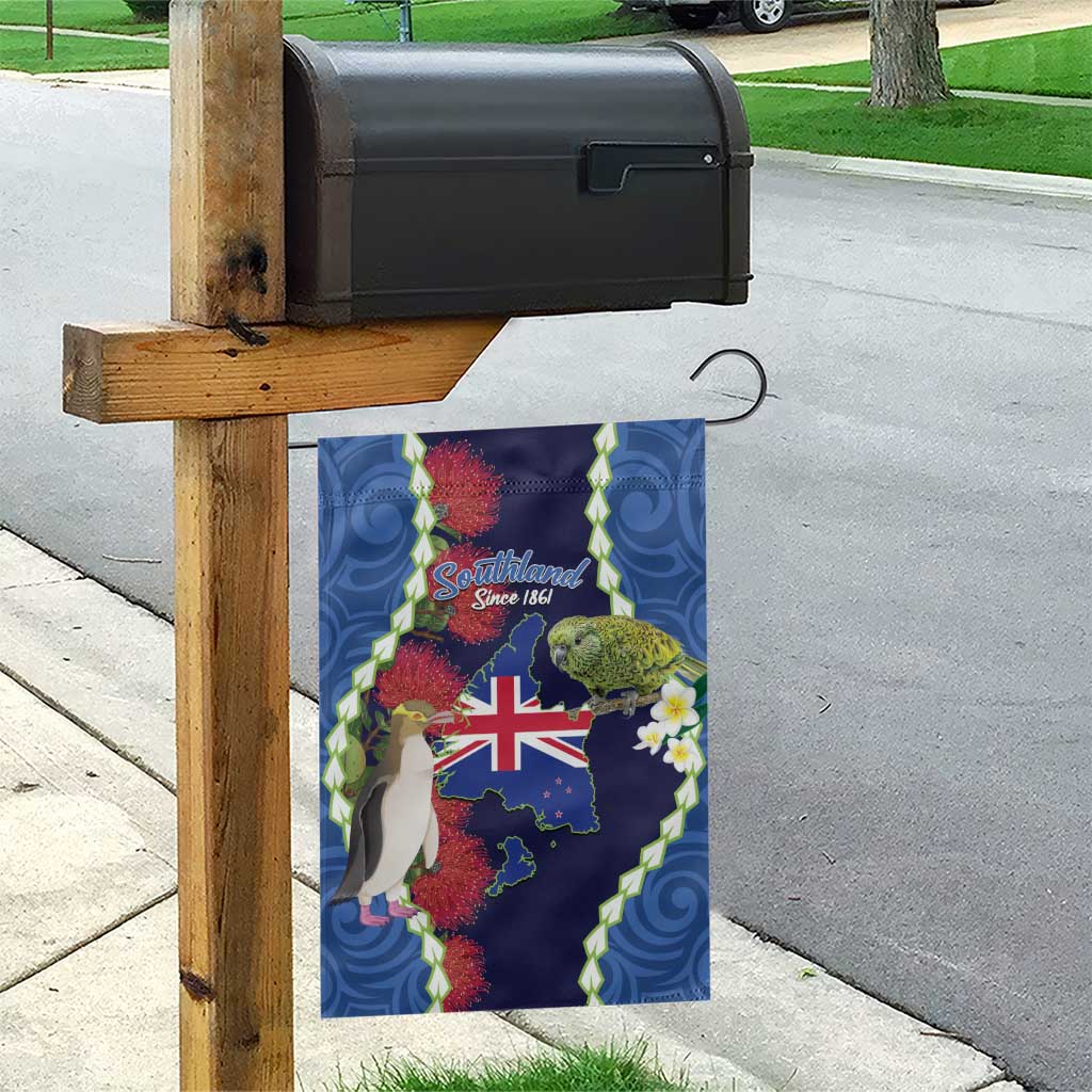 Southland Anniversary Day Garden Flag Murihiku 1861 Maori Bird Mix Pohutukawa
