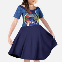 Southland Anniversary Day Kid Short Sleeve Dress Murihiku 1861 Maori Bird Mix Pohutukawa