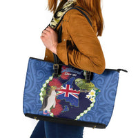 Southland Anniversary Day Leather Tote Bag Murihiku 1861 Maori Bird Mix Pohutukawa