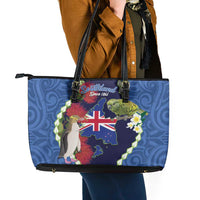 Southland Anniversary Day Leather Tote Bag Murihiku 1861 Maori Bird Mix Pohutukawa