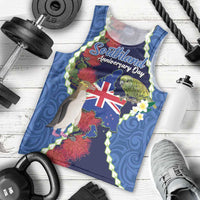 Southland Anniversary Day Men Tank Top Murihiku 1861 Maori Bird Mix Pohutukawa