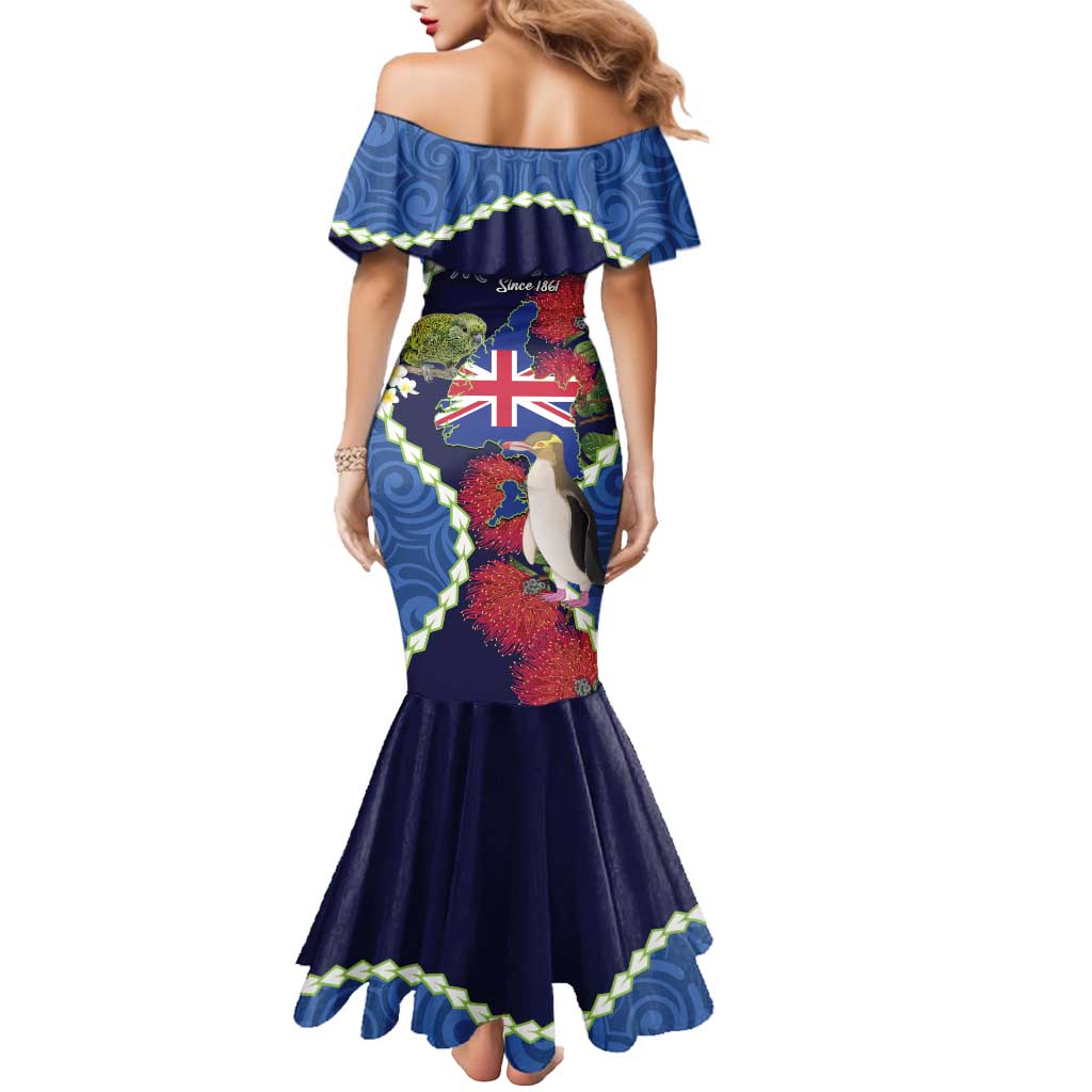 Southland Anniversary Day Mermaid Dress Murihiku 1861 Maori Bird Mix Pohutukawa