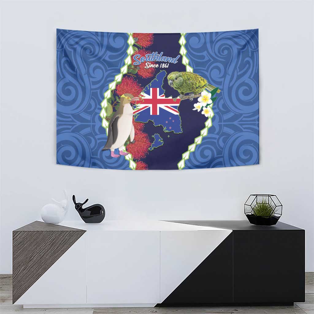 Southland Anniversary Day Tapestry Murihiku 1861 Maori Bird Mix Pohutukawa