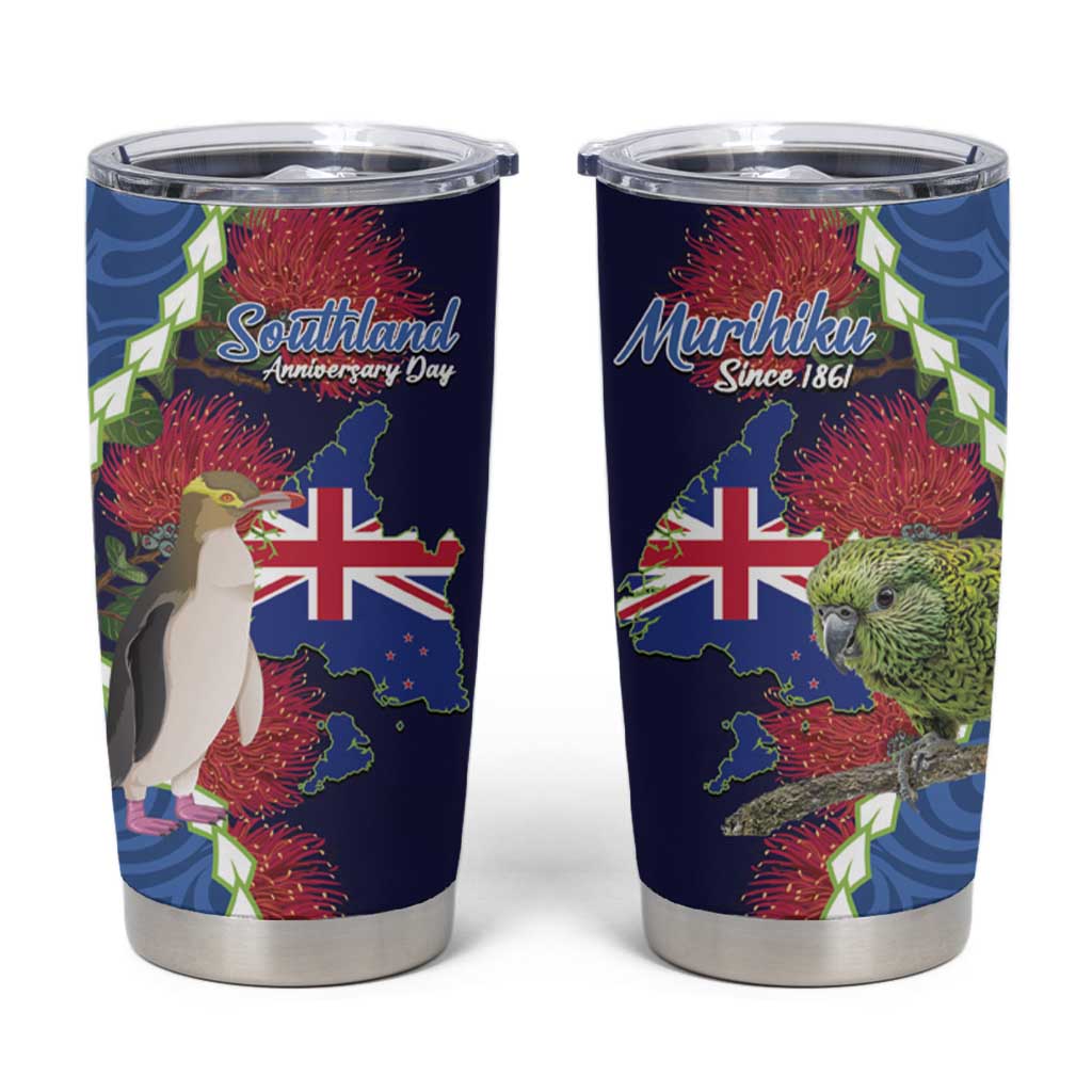 Southland Anniversary Day Tumbler Cup Murihiku 1861 Maori Bird Mix Pohutukawa