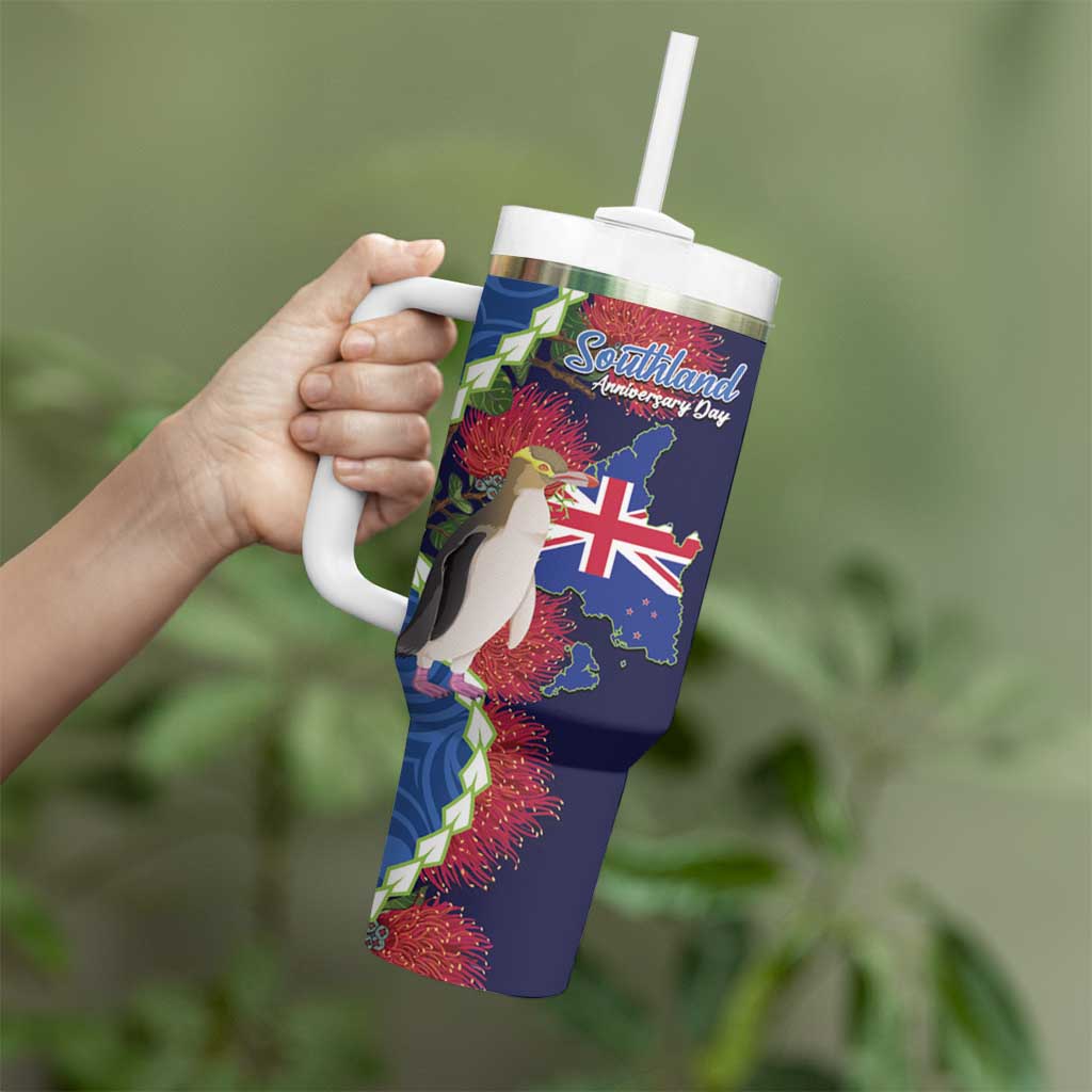 Southland Anniversary Day Tumbler With Handle Murihiku 1861 Maori Bird Mix Pohutukawa
