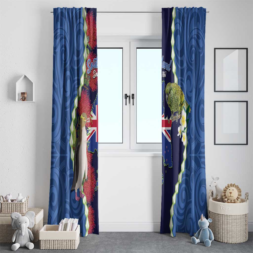 Southland Anniversary Day Window Curtain Murihiku 1861 Maori Bird Mix Pohutukawa