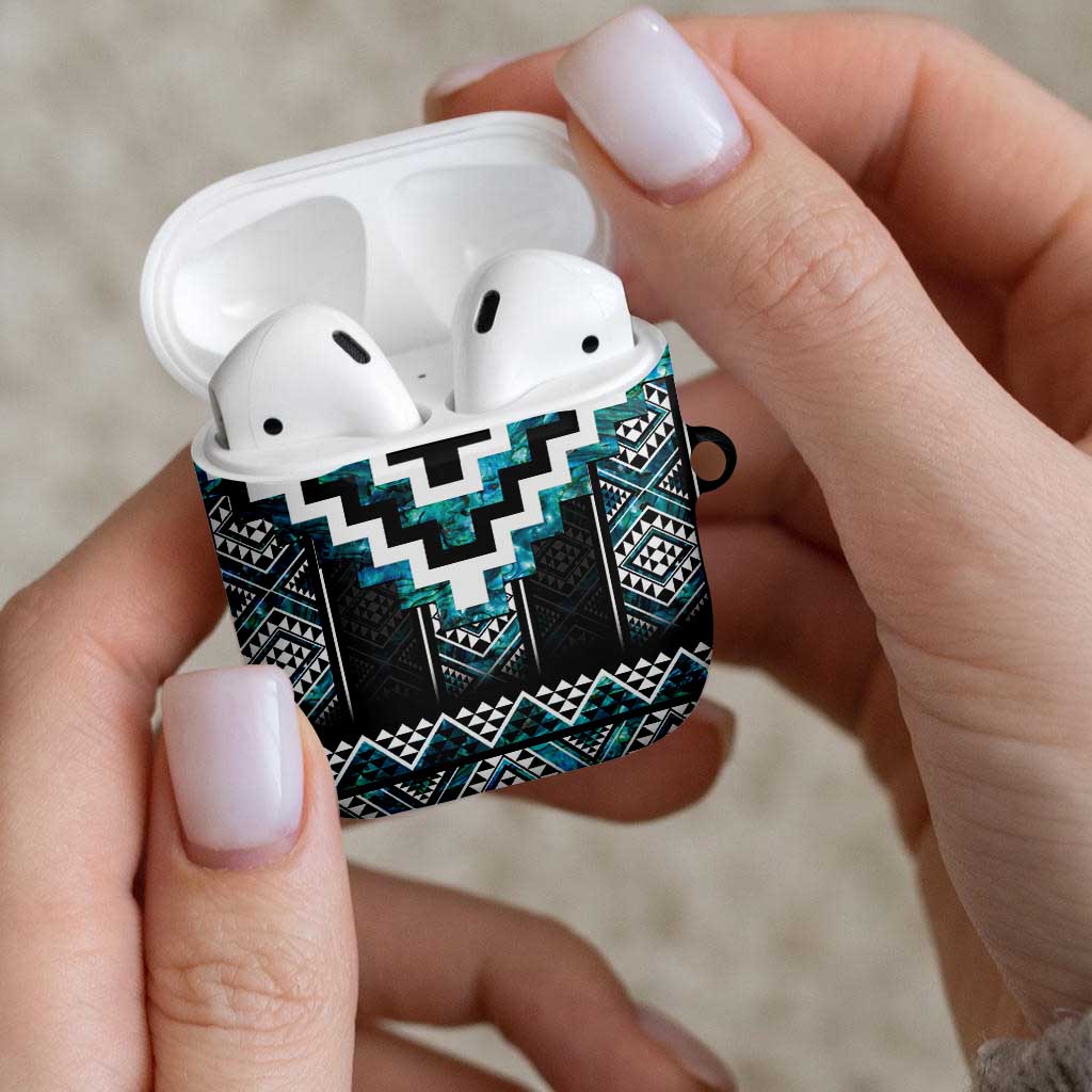 Paua Shell Taniko Pattern Aotearoa AirPods Case Niho Taniwha Mix Poutama - Polynesian Pride