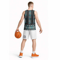 Paua Shell Taniko Pattern Aotearoa Basketball Jersey Niho Taniwha Mix Poutama - Polynesian Pride