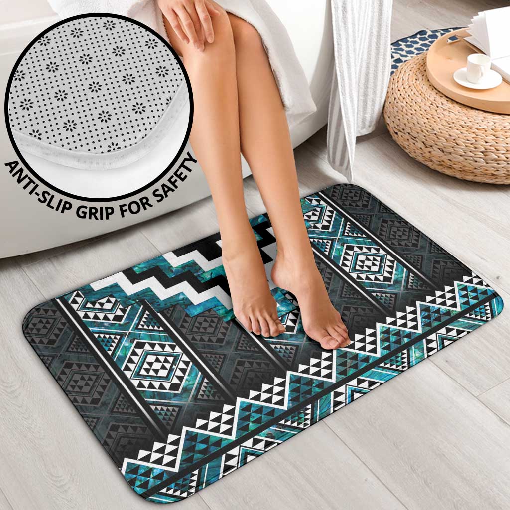 Paua Shell Taniko Pattern Aotearoa Bathroom Set Niho Taniwha Mix Poutama - Polynesian Pride